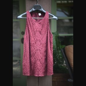 Maroon Lace Blouse Tank Top